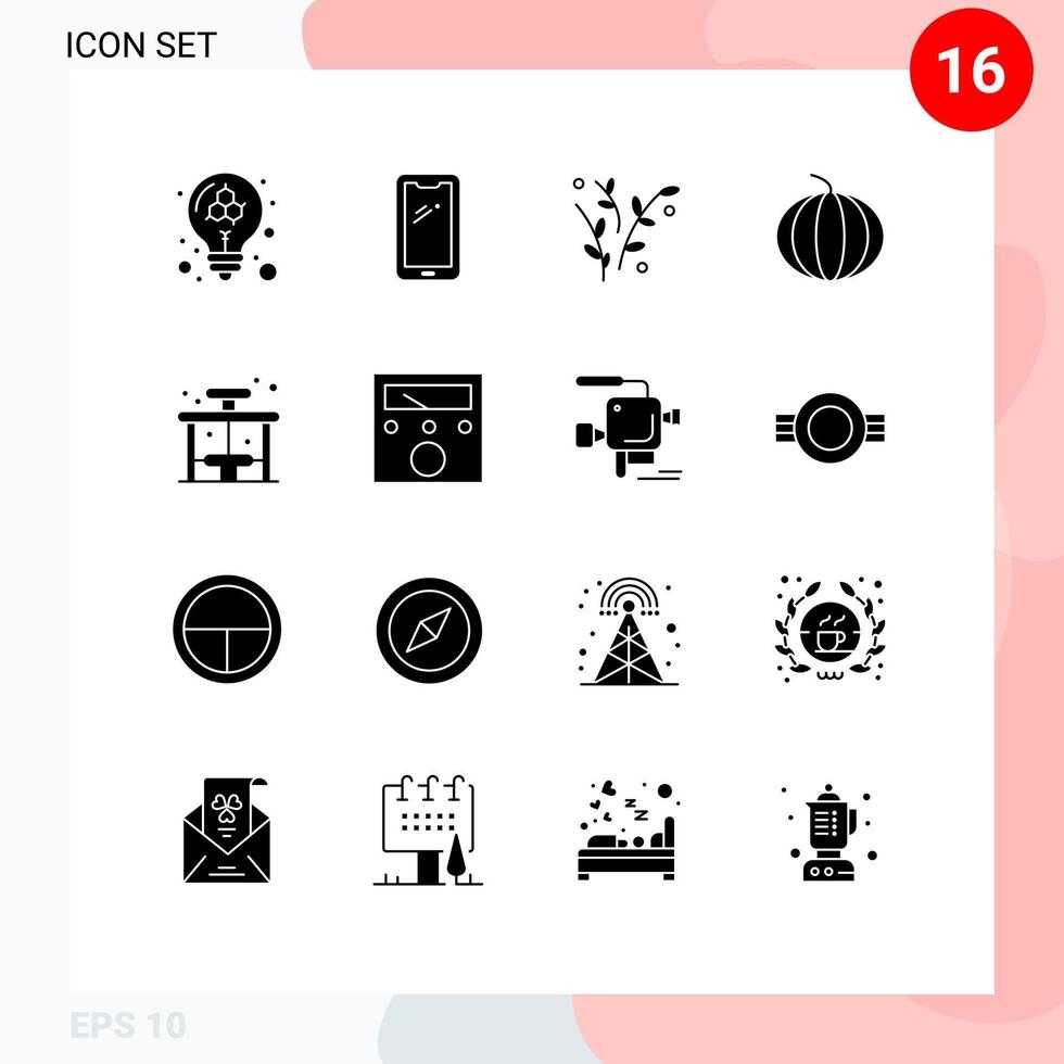 Solid Glyph Pack of 16 Universal Symbols of bus city iphone watermelon spring Editable Vector Design Elements