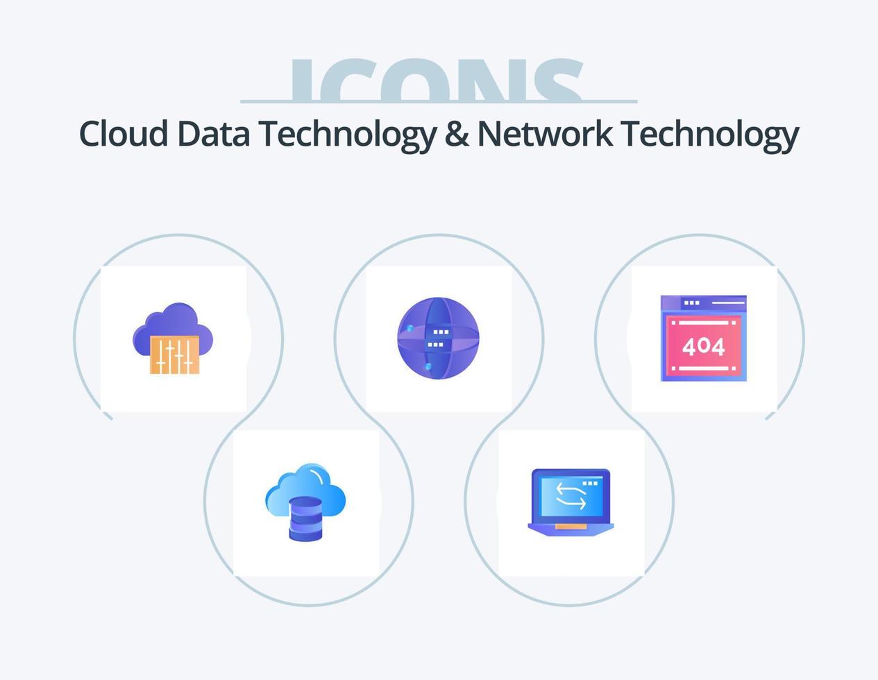 Cloud Data Technology And Network Technology Flat Icon Pack 5 Icon Design. computing. globe. cloud. computing. world vector