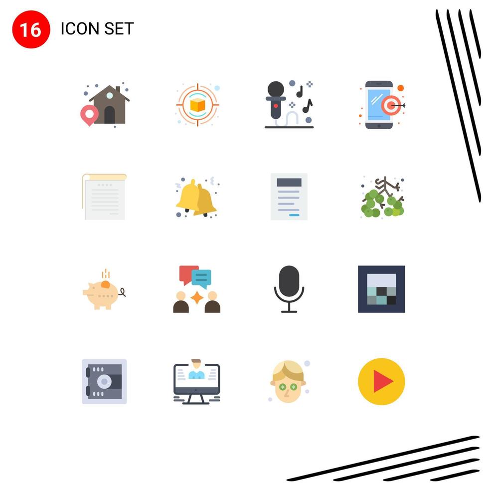 Modern Set of 16 Flat Colors Pictograph of student notes notes microphone student digital marketing Editable Pack of Creative Vector Design Elements