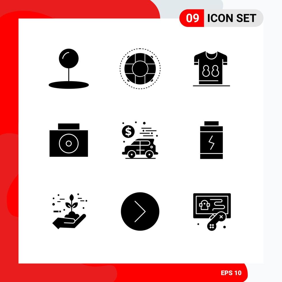 Set of 9 Modern UI Icons Symbols Signs for economy banking football suitcase player Editable Vector Design Elements