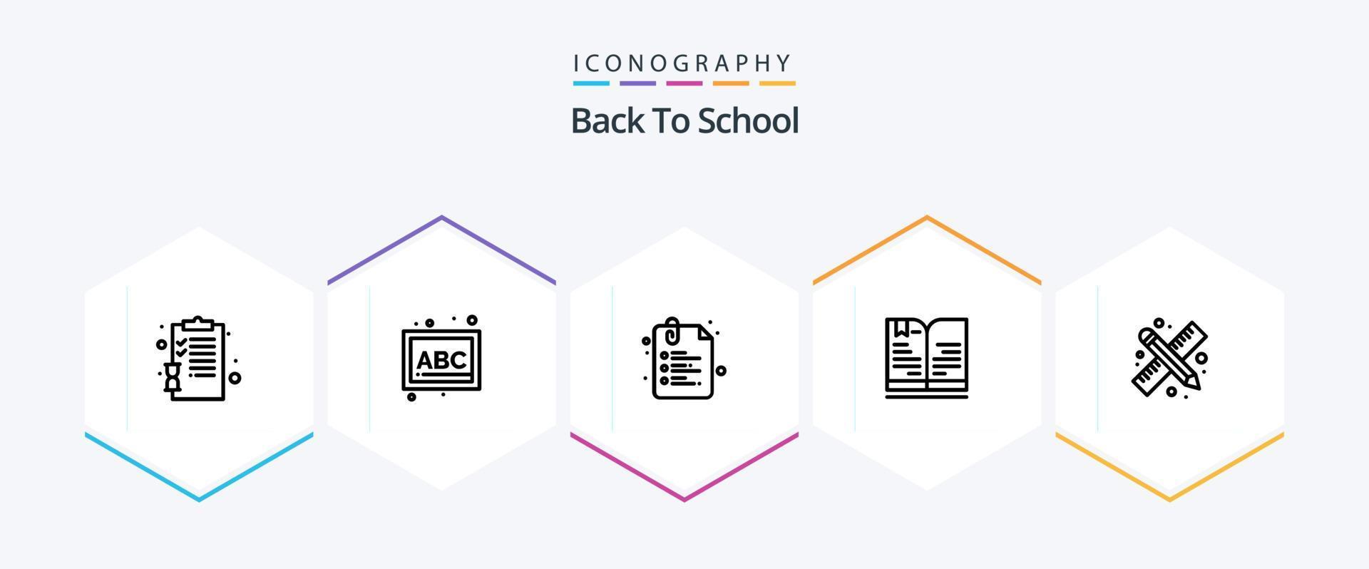 Back To School 25 Line icon pack including drawing tools. note. paper. education. back to school vector