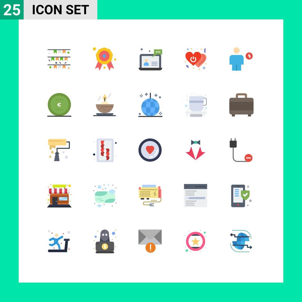 Pictogram Set of 25 Simple Flat Colors of switch off support love help Editable Vector Design Elements