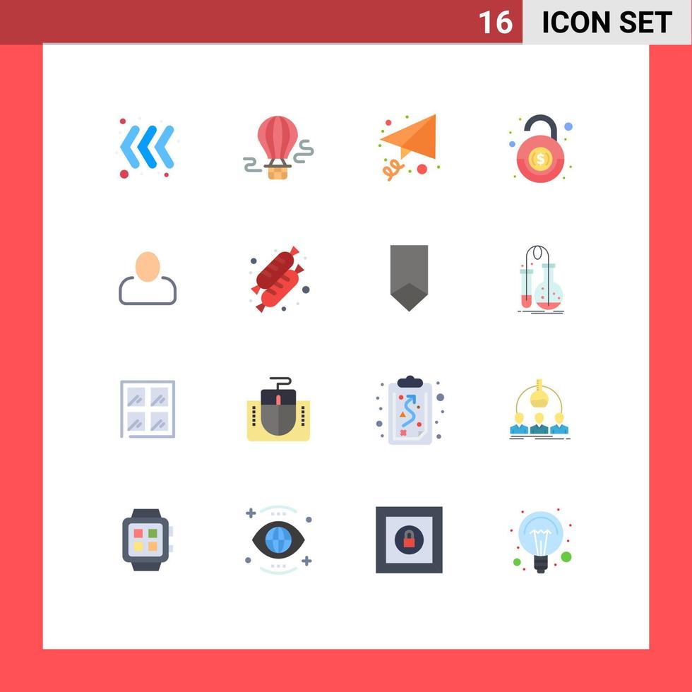 Universal Icon Symbols Group of 16 Modern Flat Colors of bread man message administrator robbery Editable Pack of Creative Vector Design Elements