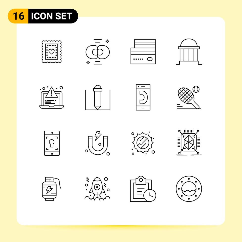 User Interface Pack of 16 Basic Outlines of column bank division architecture money Editable Vector Design Elements