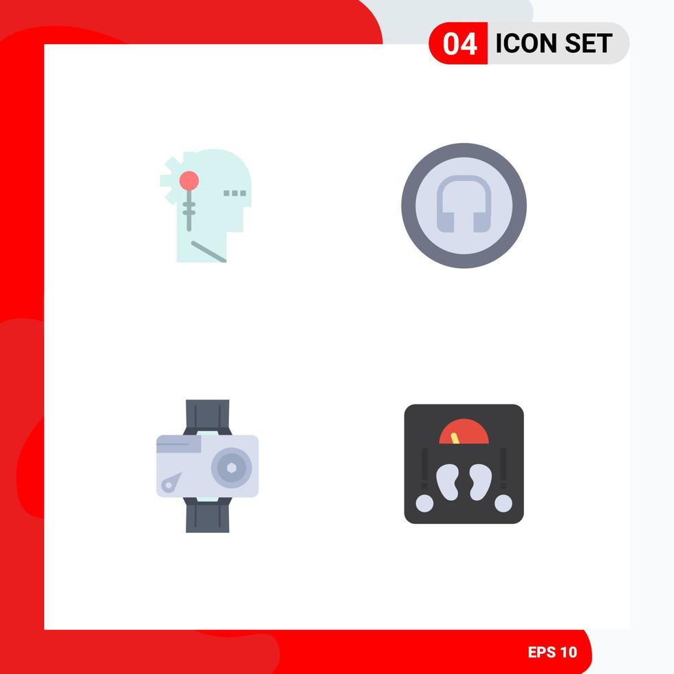 Flat Icon Pack of 4 Universal Symbols of analytics camera information headphone digital Editable Vector Design Elements