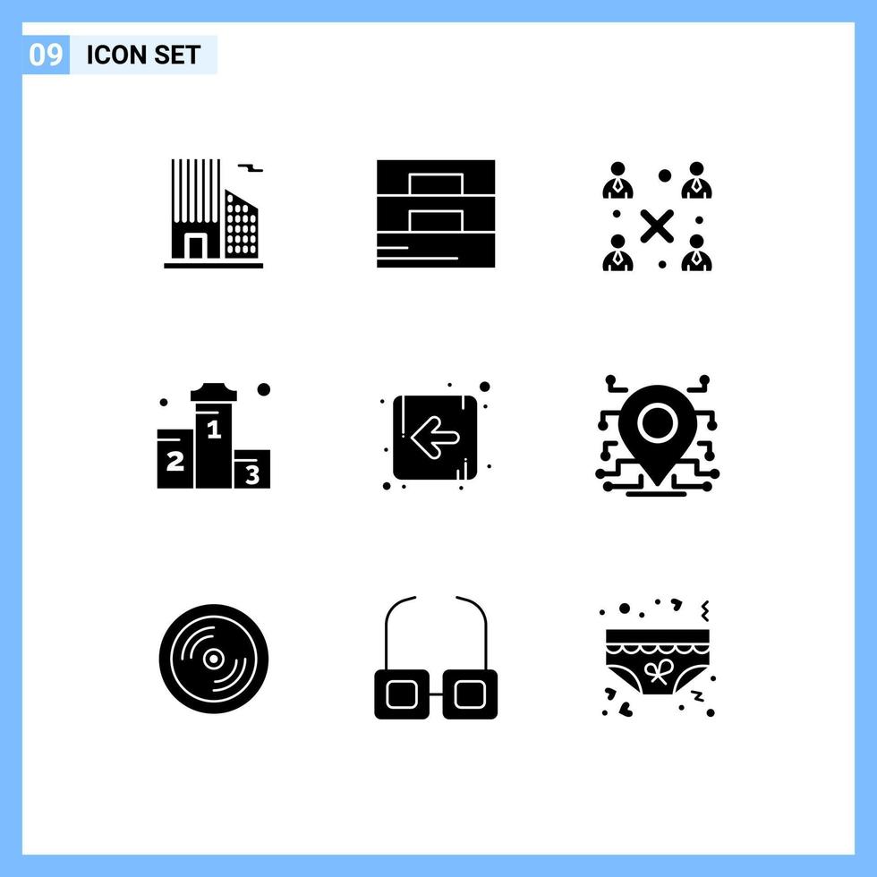 User Interface Pack of 9 Basic Solid Glyphs of direction race modern won position Editable Vector Design Elements