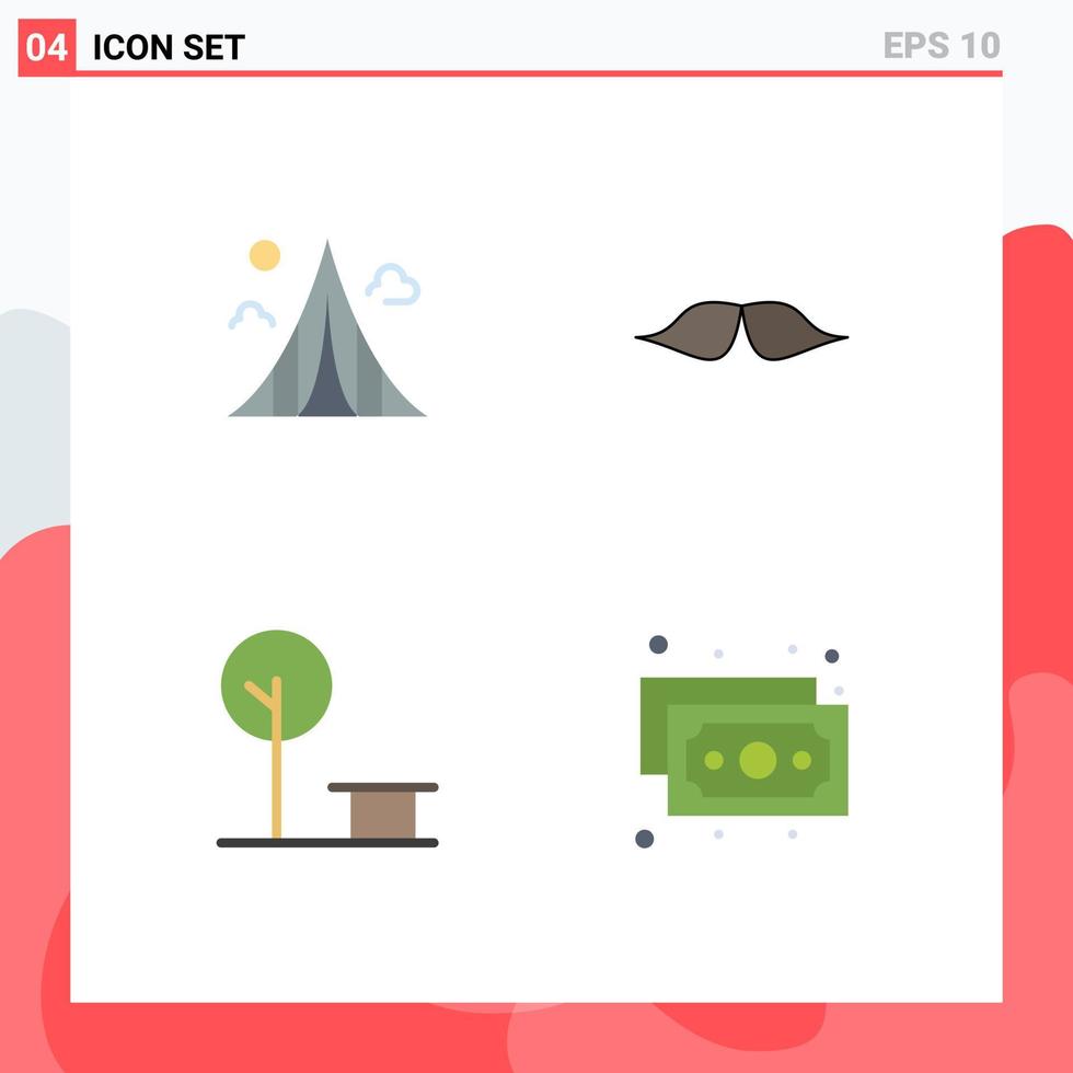 Mobile Interface Flat Icon Set of 4 Pictograms of building men landmark hipster nature Editable Vector Design Elements