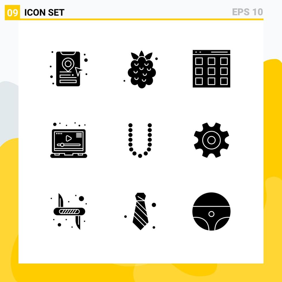 9 Creative Icons Modern Signs and Symbols of lux accesoris interface marketing player Editable Vector Design Elements