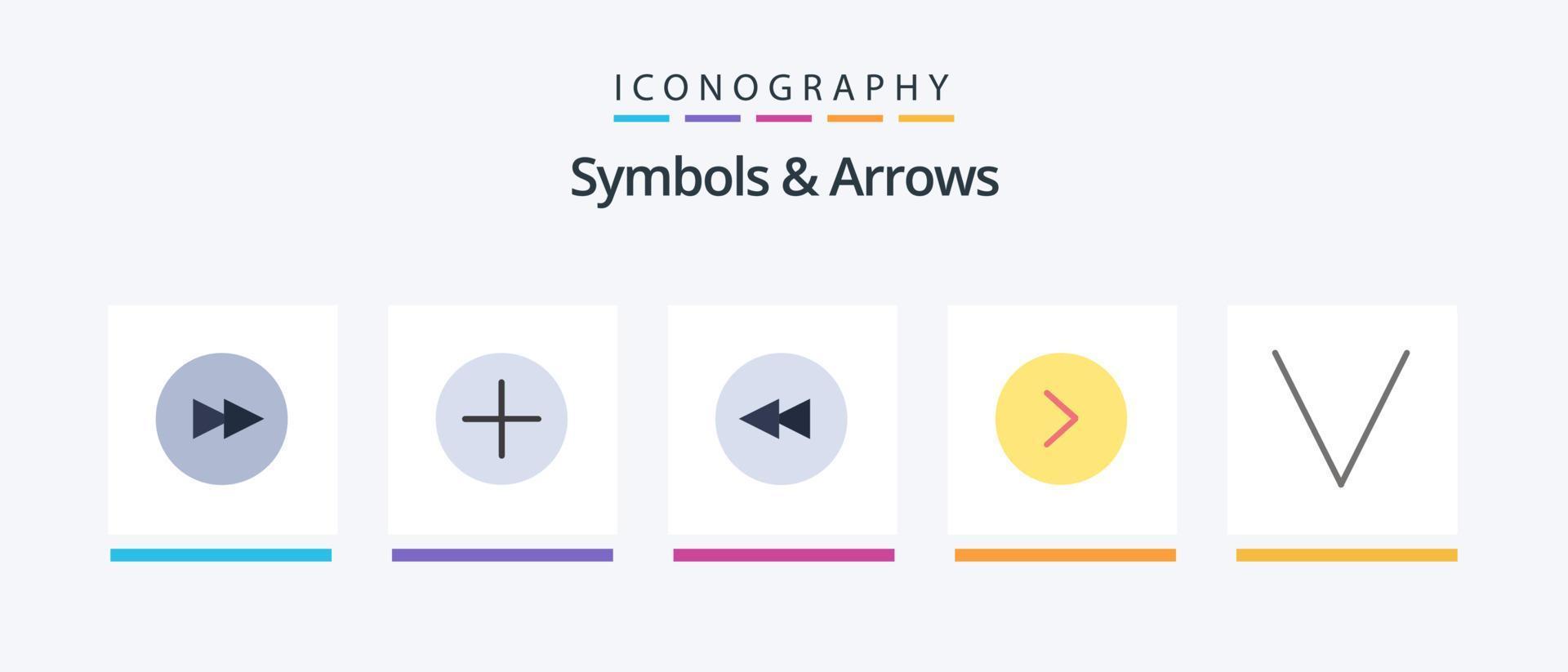 Symbols and Arrows Flat 5 Icon Pack Including . rewind. down. arrow. Creative Icons Design vector