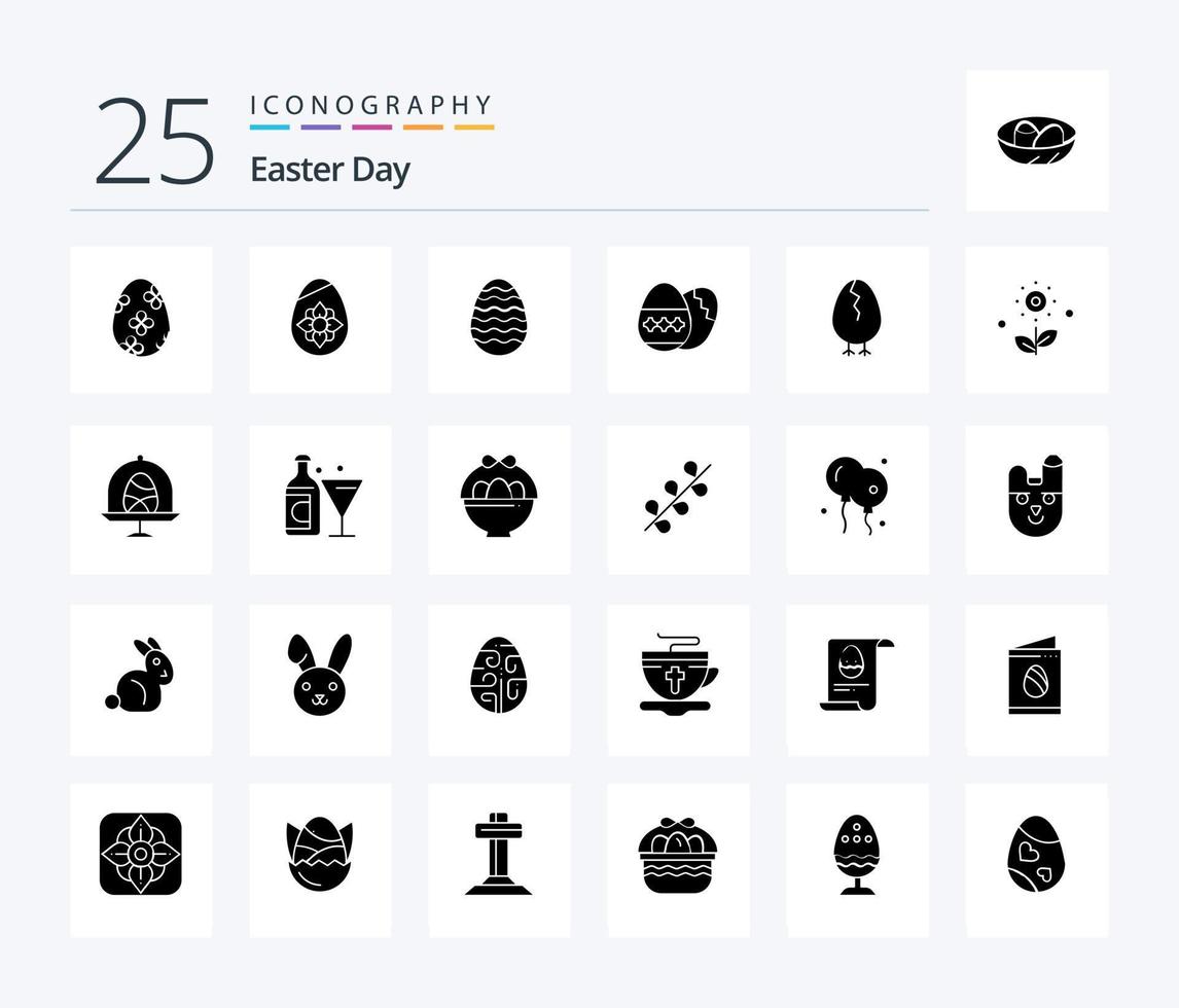 Easter 25 Solid Glyph icon pack including egg. spring. chicken. rose. flower vector