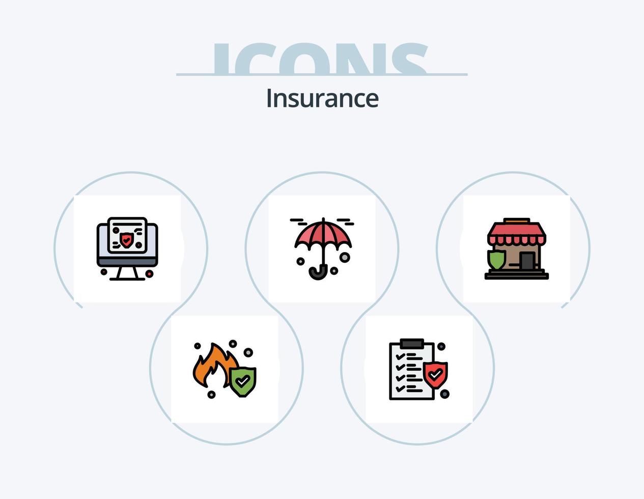 Insurance Line Filled Icon Pack 5 Icon Design. shield. insurance. protection. bank. security vector