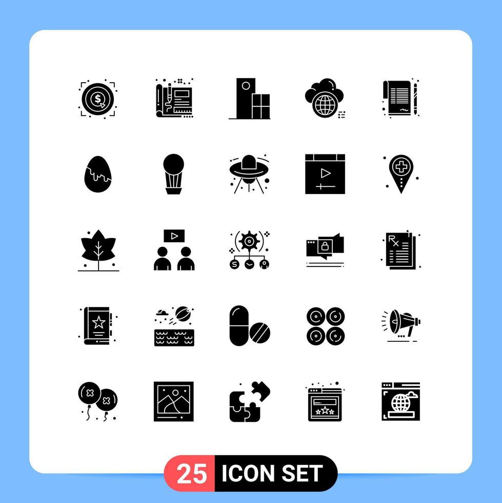 Mobile Interface Solid Glyph Set of 25 Pictograms of world computing design cloud modern Editable Vector Design Elements