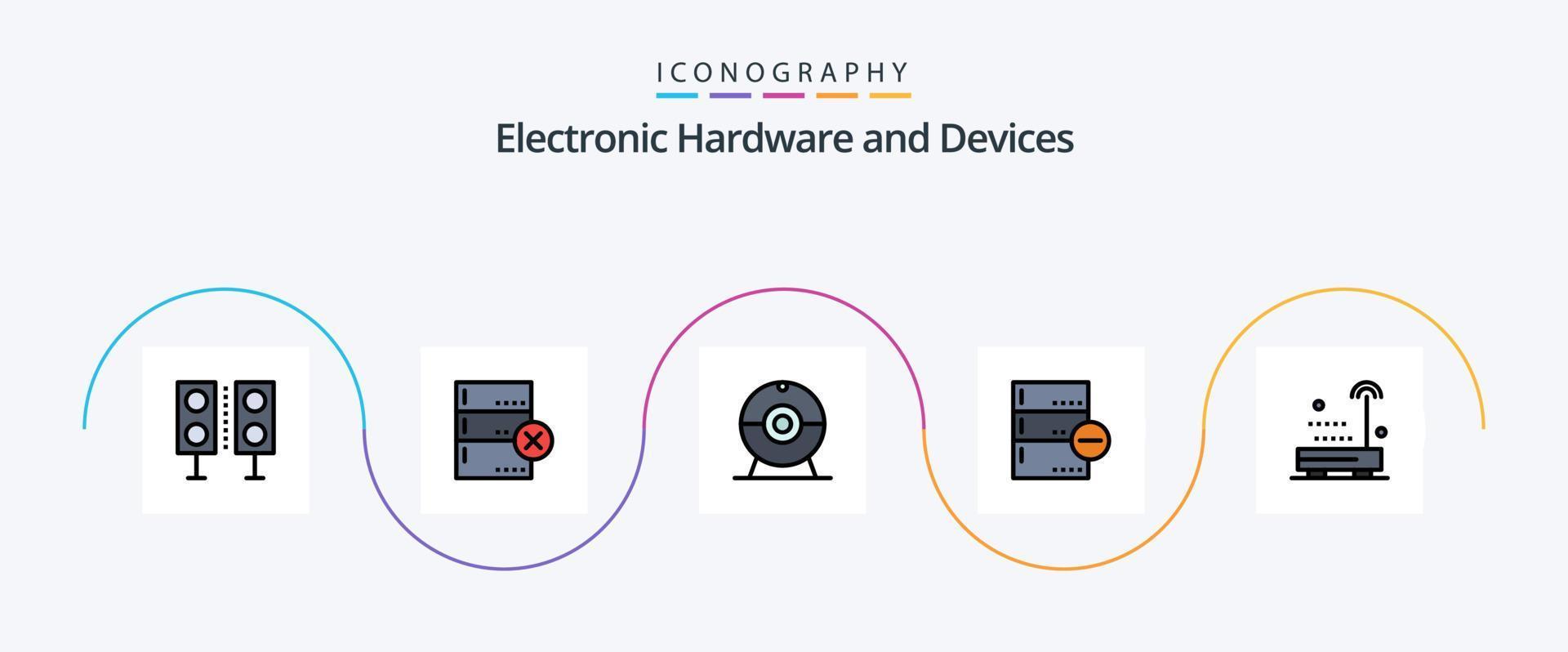 dispositivos línea lleno plano 5 5 icono paquete incluso radio. borrar. leva. base de datos. base vector