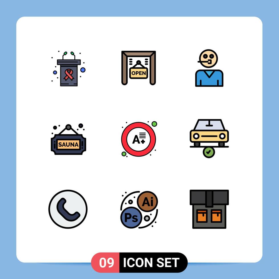 Stock Vector Icon Pack of 9 Line Signs and Symbols for grade tag people sign fitness Editable Vector Design Elements