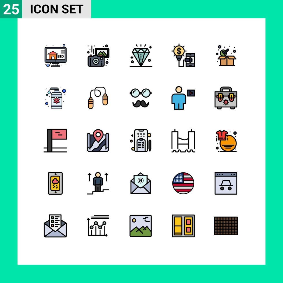 25 creativo íconos moderno señales y símbolos de paquete o empaquetar marca de verificación diamante tecnología idea editable vector diseño elementos