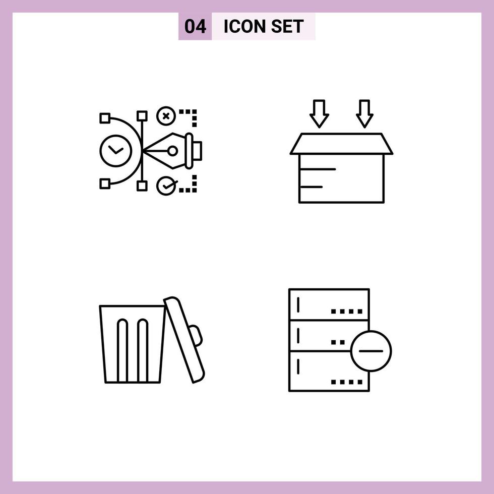 Set of 4 Modern UI Icons Symbols Signs for file environment digital logistic trash Editable Vector Design Elements