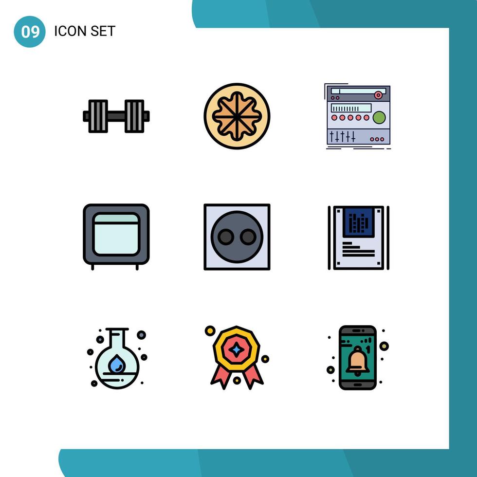 Stock Vector Icon Pack of 9 Line Signs and Symbols for money box vitamin bank sound Editable Vector Design Elements