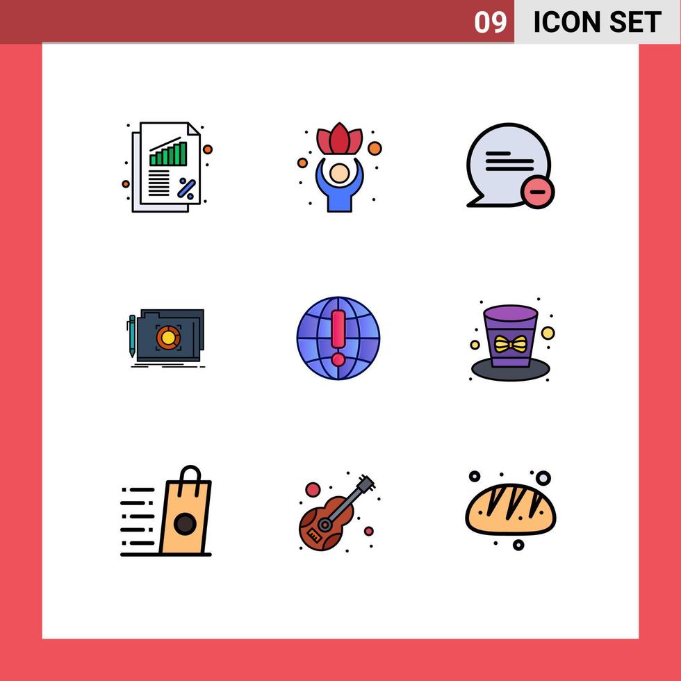 9 Creative Icons Modern Signs and Symbols of internet file chat target folder Editable Vector Design Elements