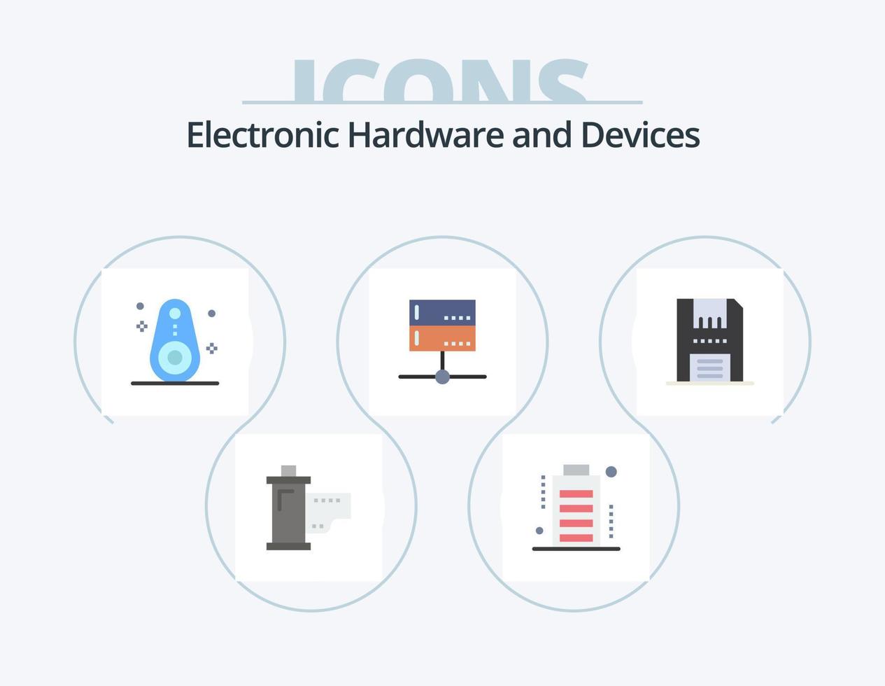 Devices Flat Icon Pack 5 Icon Design. server. data. full. admin. outline vector