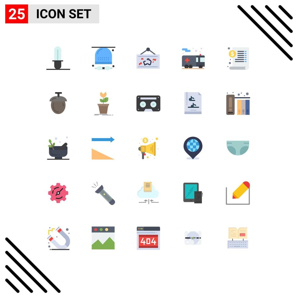 User Interface Pack of 25 Basic Flat Colors of document security frame fire picture Editable Vector Design Elements