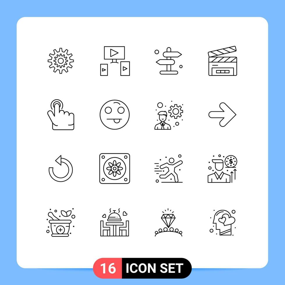 16 Thematic Vector Outlines and Editable Symbols of film flap clapper video clapboard navigation Editable Vector Design Elements