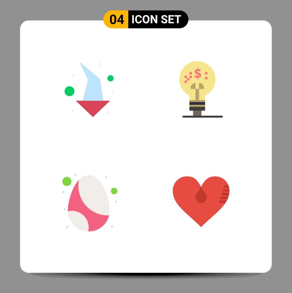Set of 4 Commercial Flat Icons pack for arrow easter down fintech celebration Editable Vector Design Elements