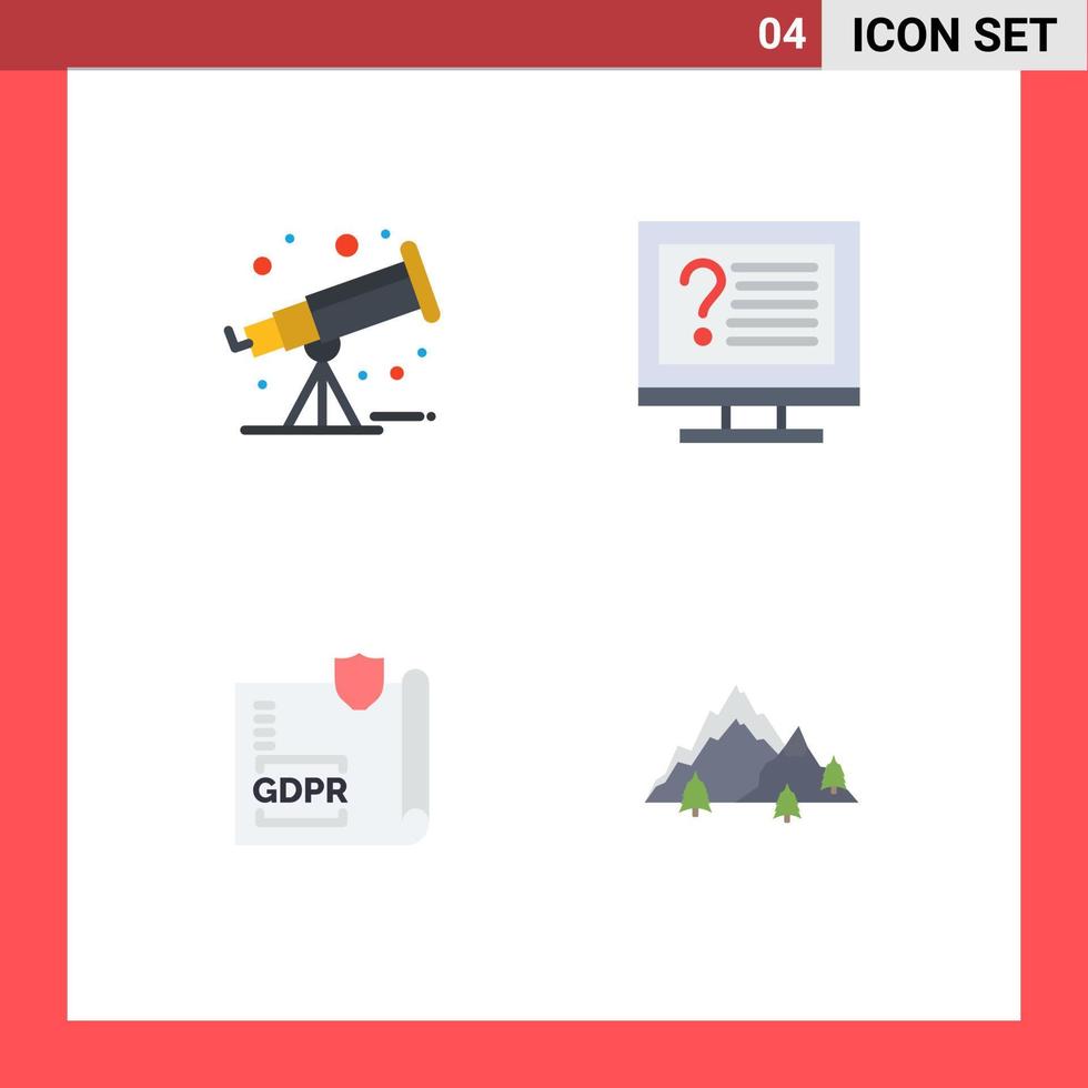 4 4 plano icono concepto para sitios web móvil y aplicaciones astronomía gdpr computadora informacion página editable vector diseño elementos