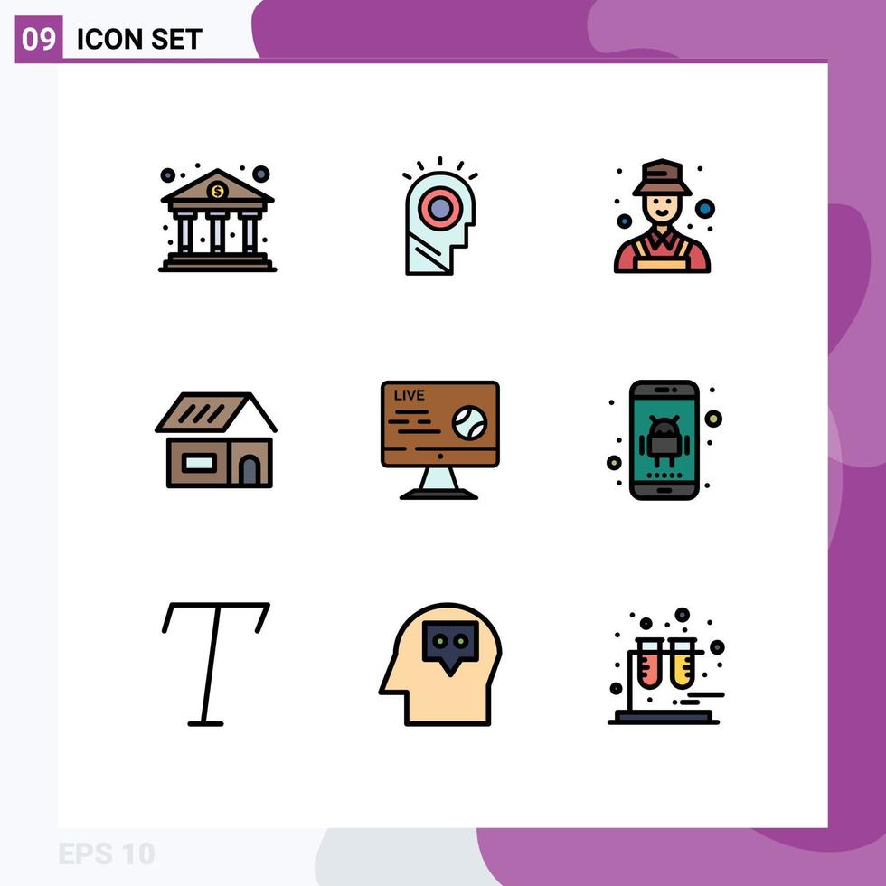 Stock Vector Icon Pack of 9 Line Signs and Symbols for live home avatar construction building Editable Vector Design Elements