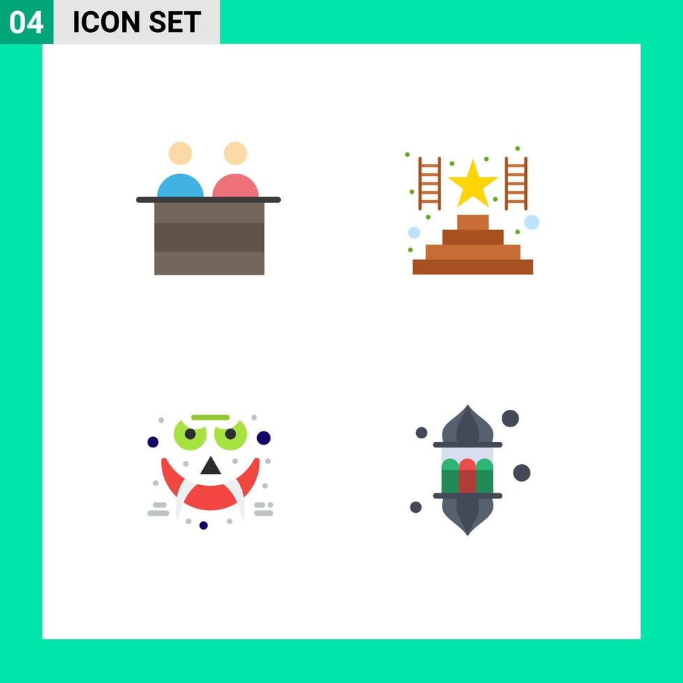 Pictogram Set of 4 Simple Flat Icons of court halloween person award lantern Editable Vector Design Elements