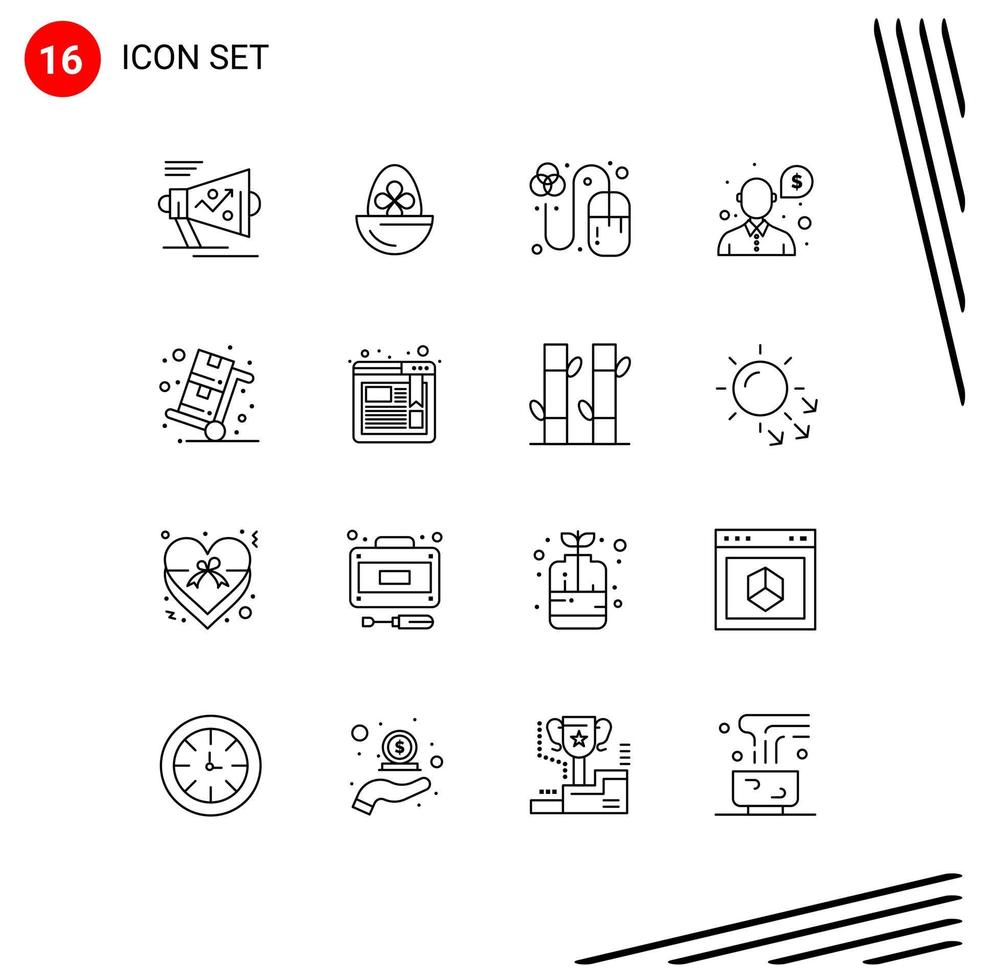 Modern Set of 16 Outlines and symbols such as support money egg help mouse Editable Vector Design Elements