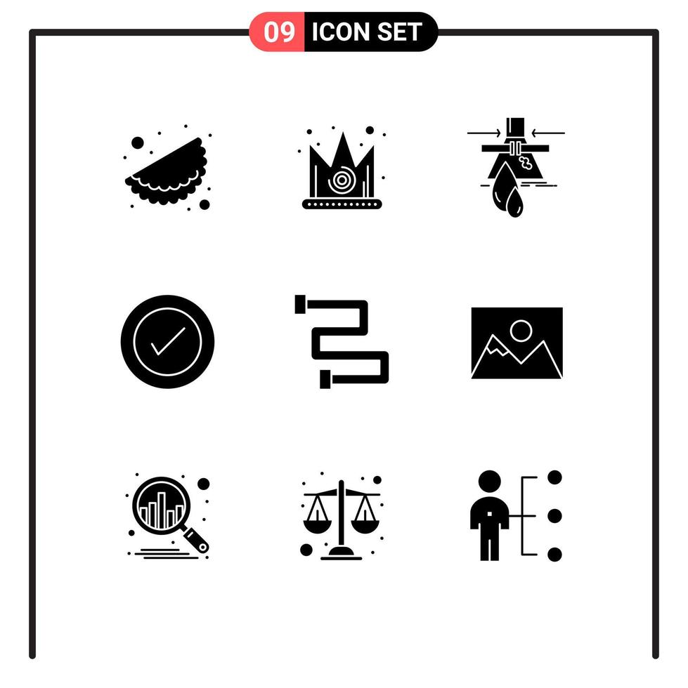 Pictogram Set of 9 Simple Solid Glyphs of heating wireframe leak ux layout Editable Vector Design Elements