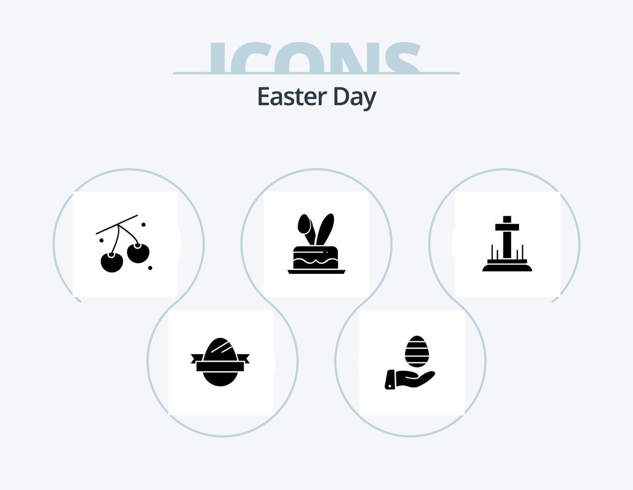 Easter Glyph Icon Pack 5 Icon Design. christian. holiday. cherry. easter. cack vector