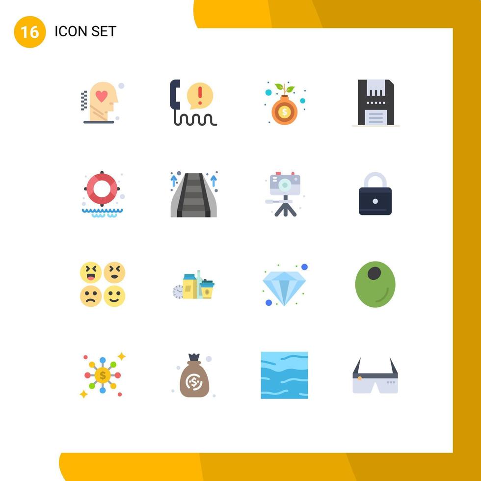 Stock Vector Icon Pack of 16 Line Signs and Symbols for floppy disc communication devices money Editable Pack of Creative Vector Design Elements