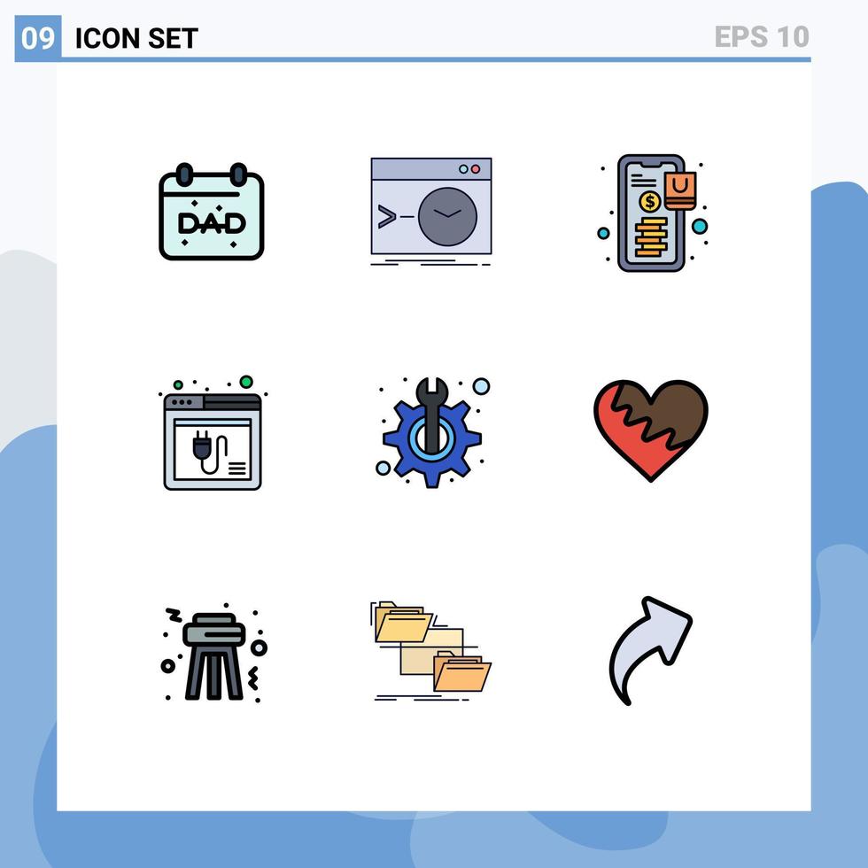 Stock Vector Icon Pack of 9 Line Signs and Symbols for website plugin terminal internet shopping Editable Vector Design Elements