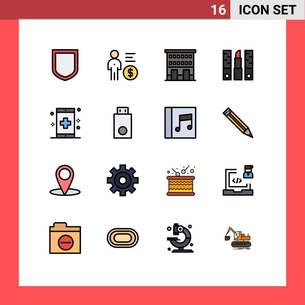 16 Creative Icons Modern Signs and Symbols of makeup cosmetics buildings beauty shops Editable Creative Vector Design Elements