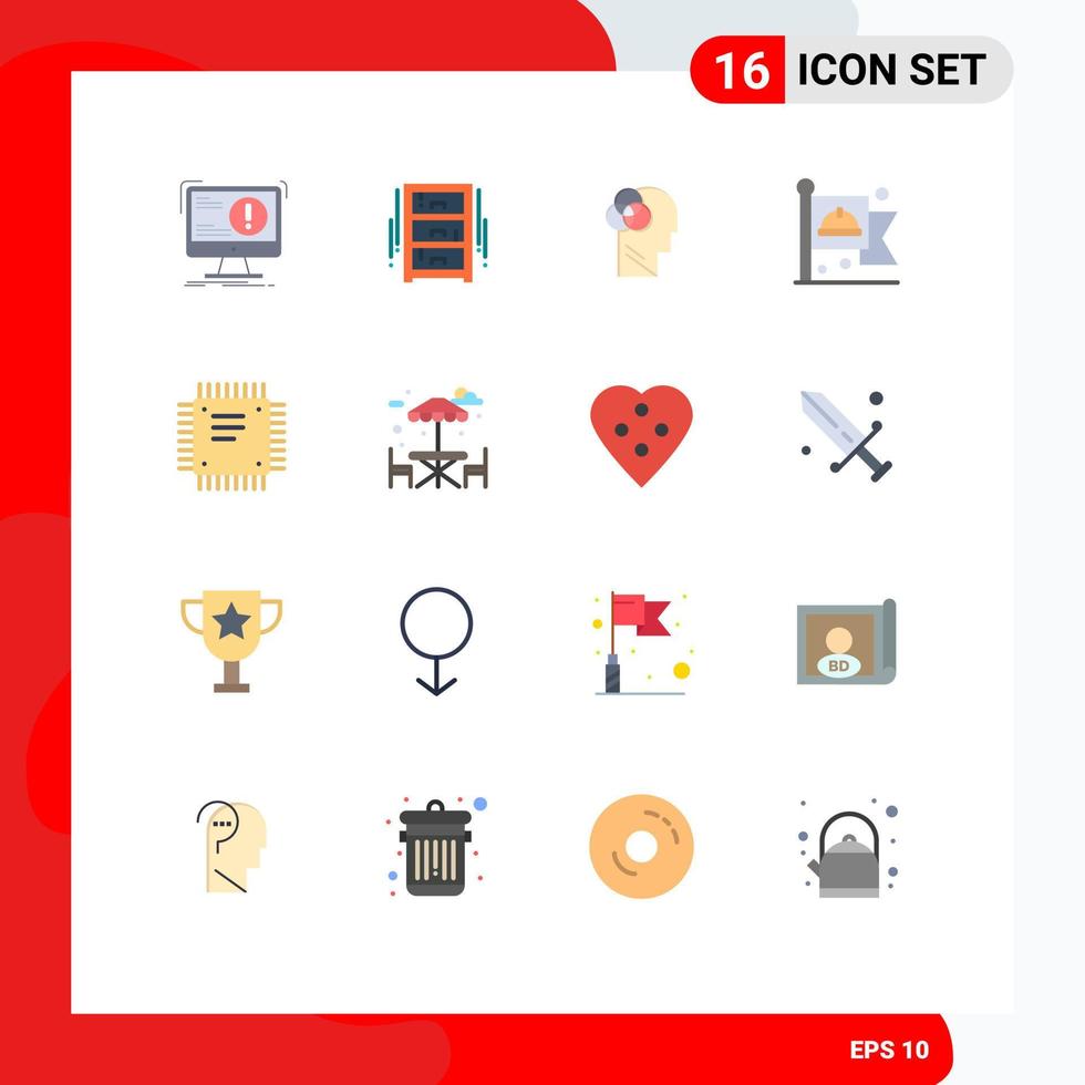 Modern Set of 16 Flat Colors Pictograph of labour flag office draw communist intelligent Editable Pack of Creative Vector Design Elements