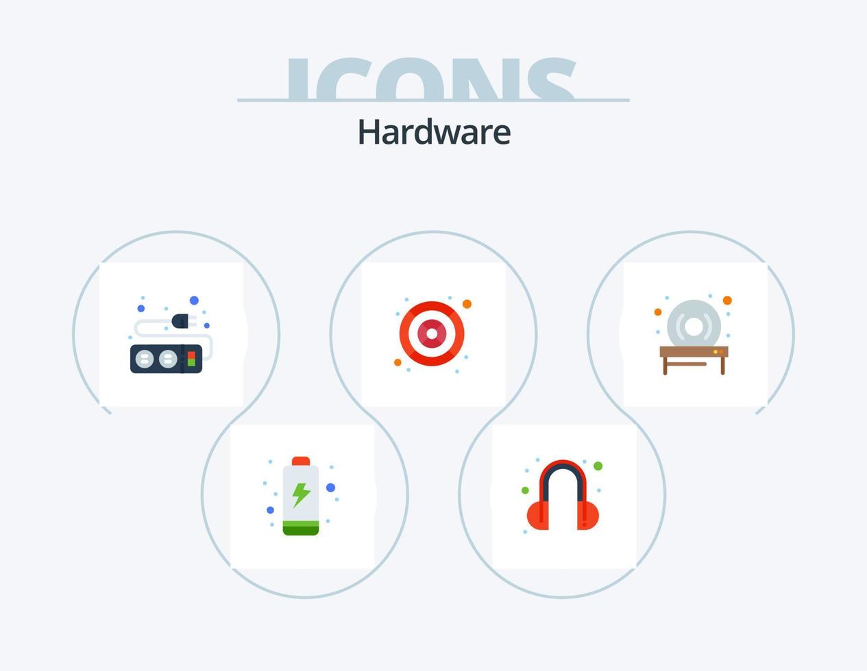 hardware plano icono paquete 5 5 icono diseño. . hardware. enchufe. conducir. ventilador vector