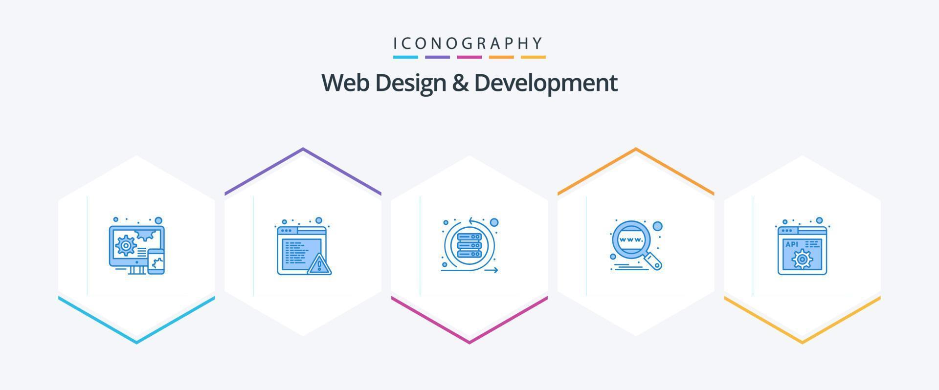 Web Design And Development 25 Blue icon pack including code. worldwide. scrum. search. engine vector