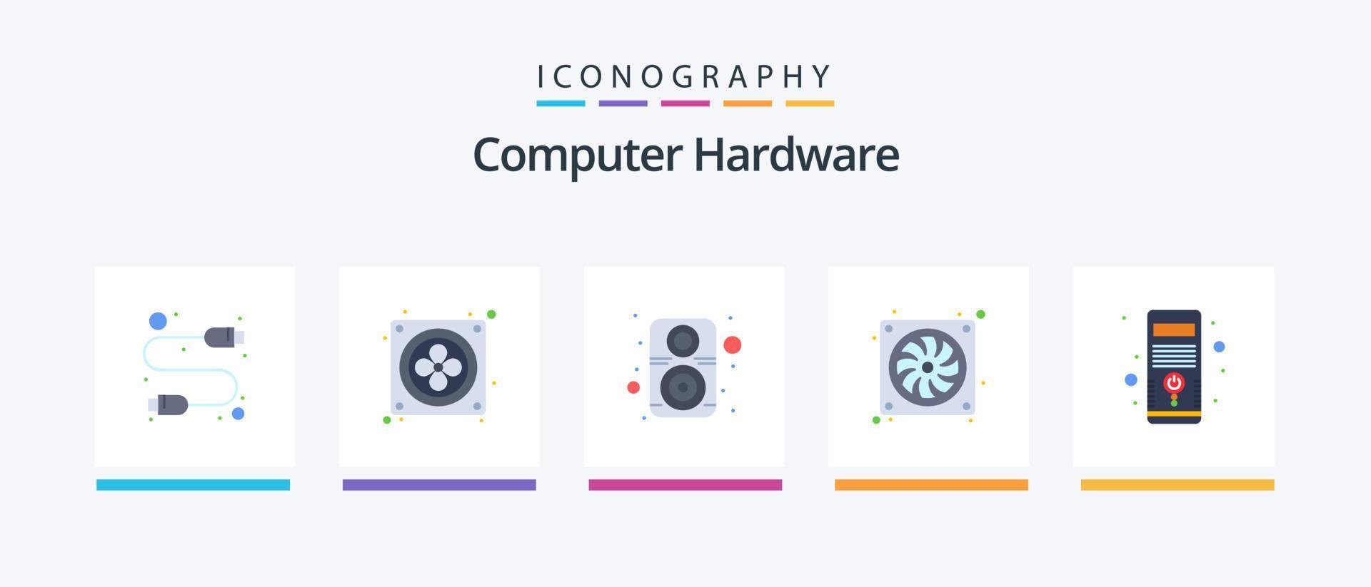 Computer Hardware Flat 5 Icon Pack Including pc. computer. hardware. hardware. computer. Creative Icons Design vector