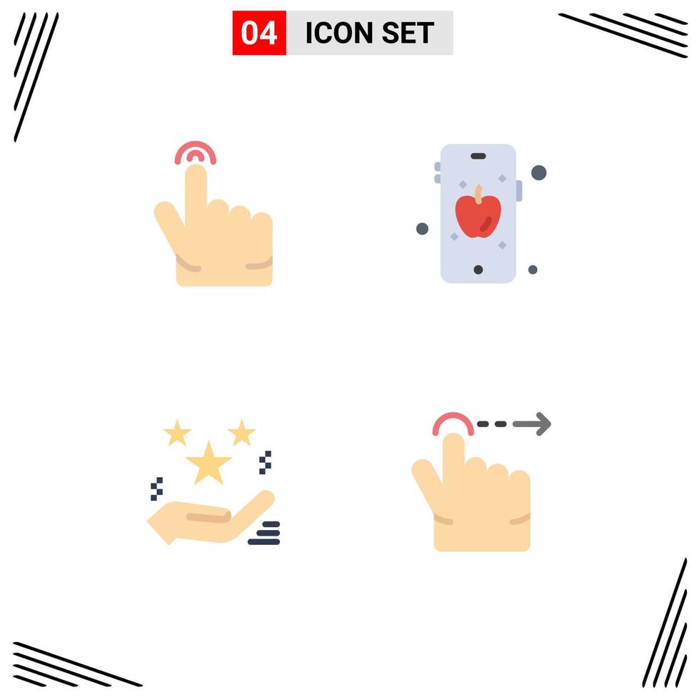 Set of 4 Commercial Flat Icons pack for double present mobile hand finger Editable Vector Design Elements