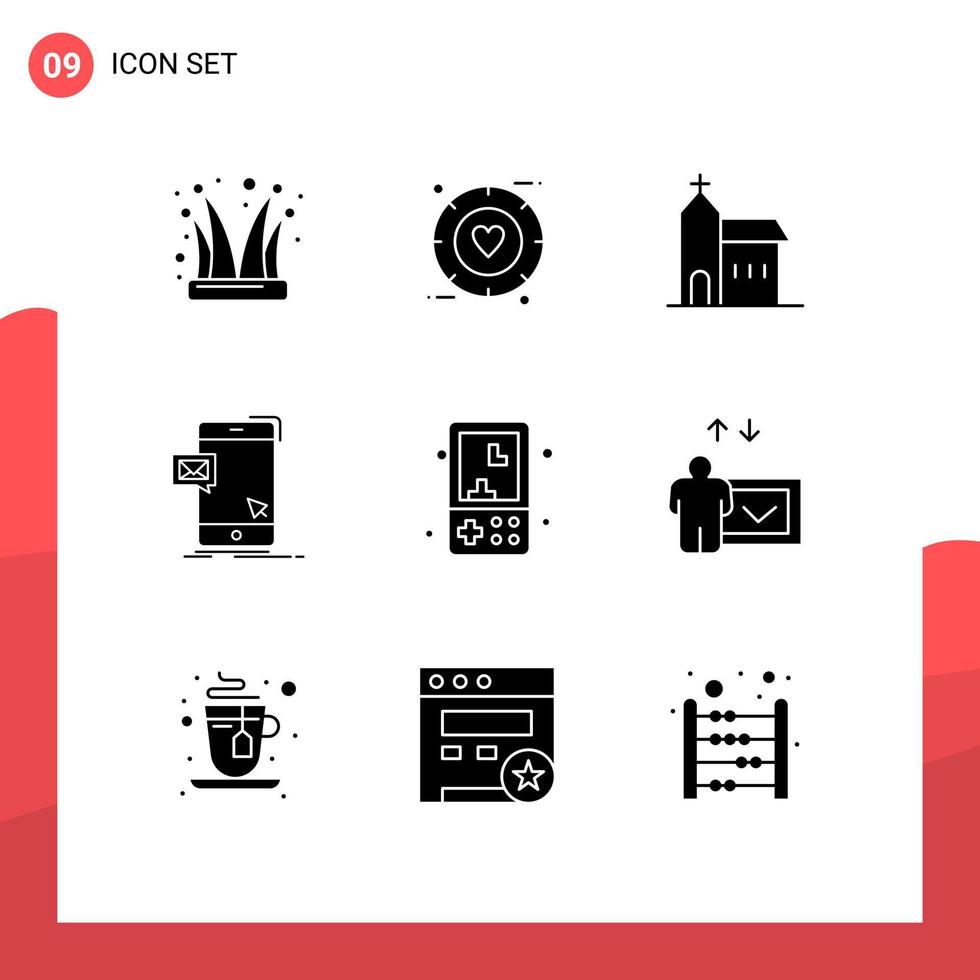 9 Creative Icons Modern Signs and Symbols of mail dialog wedding bulk historic Editable Vector Design Elements
