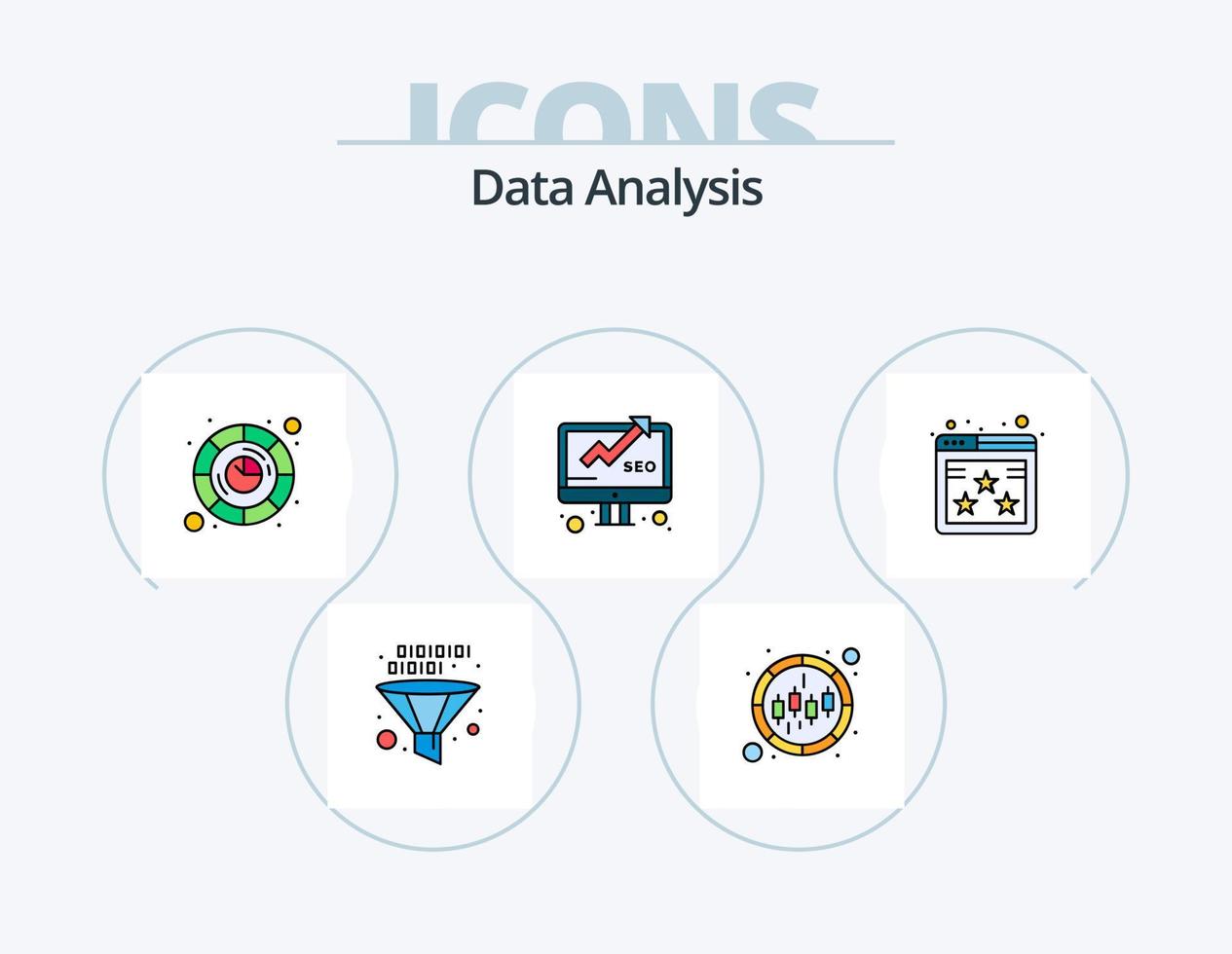 Data Analysis Line Filled Icon Pack 5 Icon Design. report. data. graph. business. online data vector