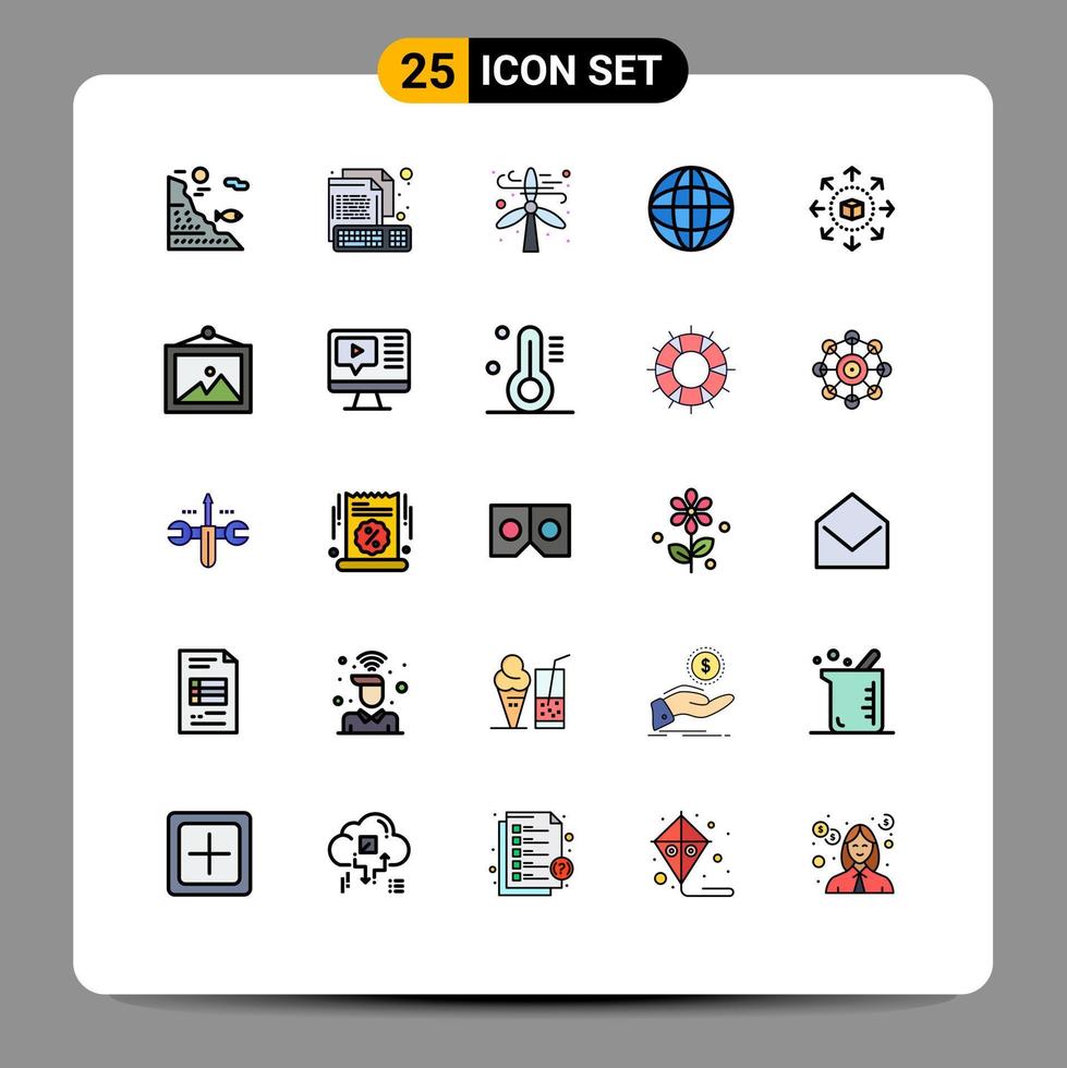 25 Creative Icons Modern Signs and Symbols of world location keyboard global windmill Editable Vector Design Elements