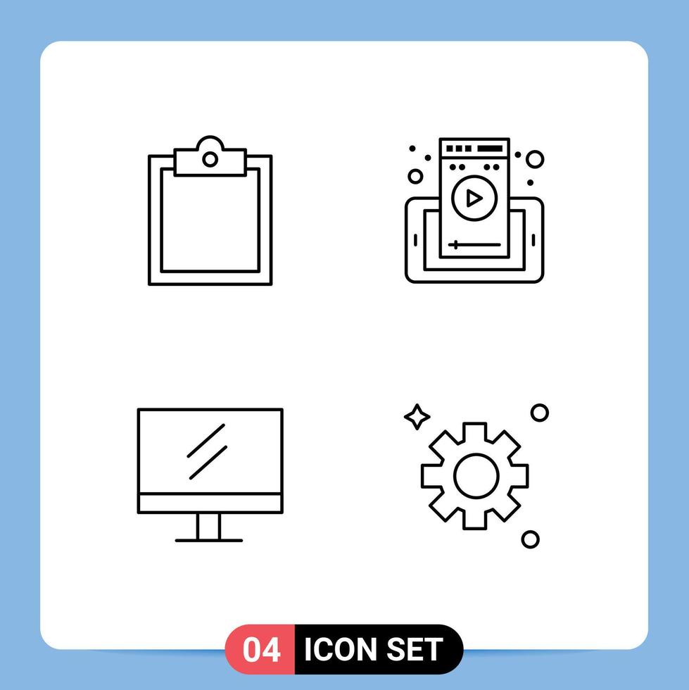 editable vector línea paquete de 4 4 sencillo línea de relleno plano colores de buffer colegio web página célula ajuste editable vector diseño elementos