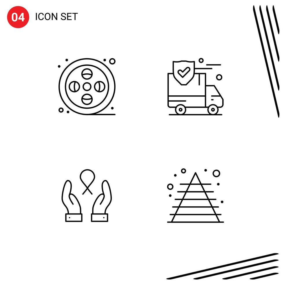 4 Line concept for Websites Mobile and Apps real breast cancer paint security woman Editable Vector Design Elements