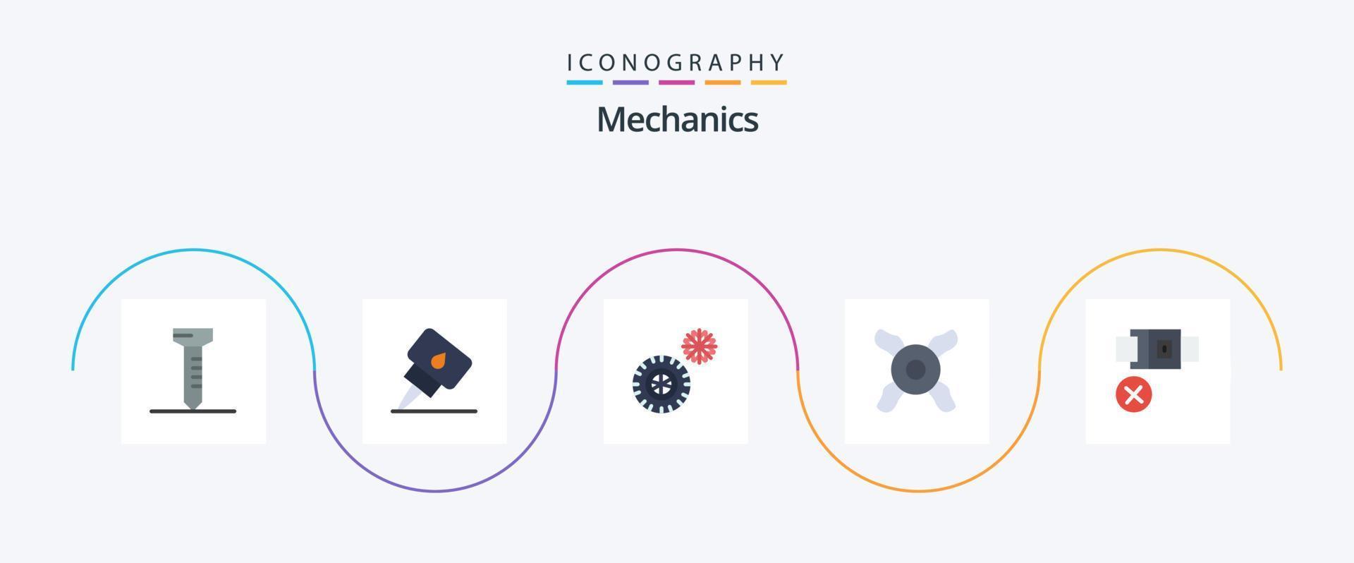 Mechanics Flat 5 Icon Pack Including . cooler. lock vector