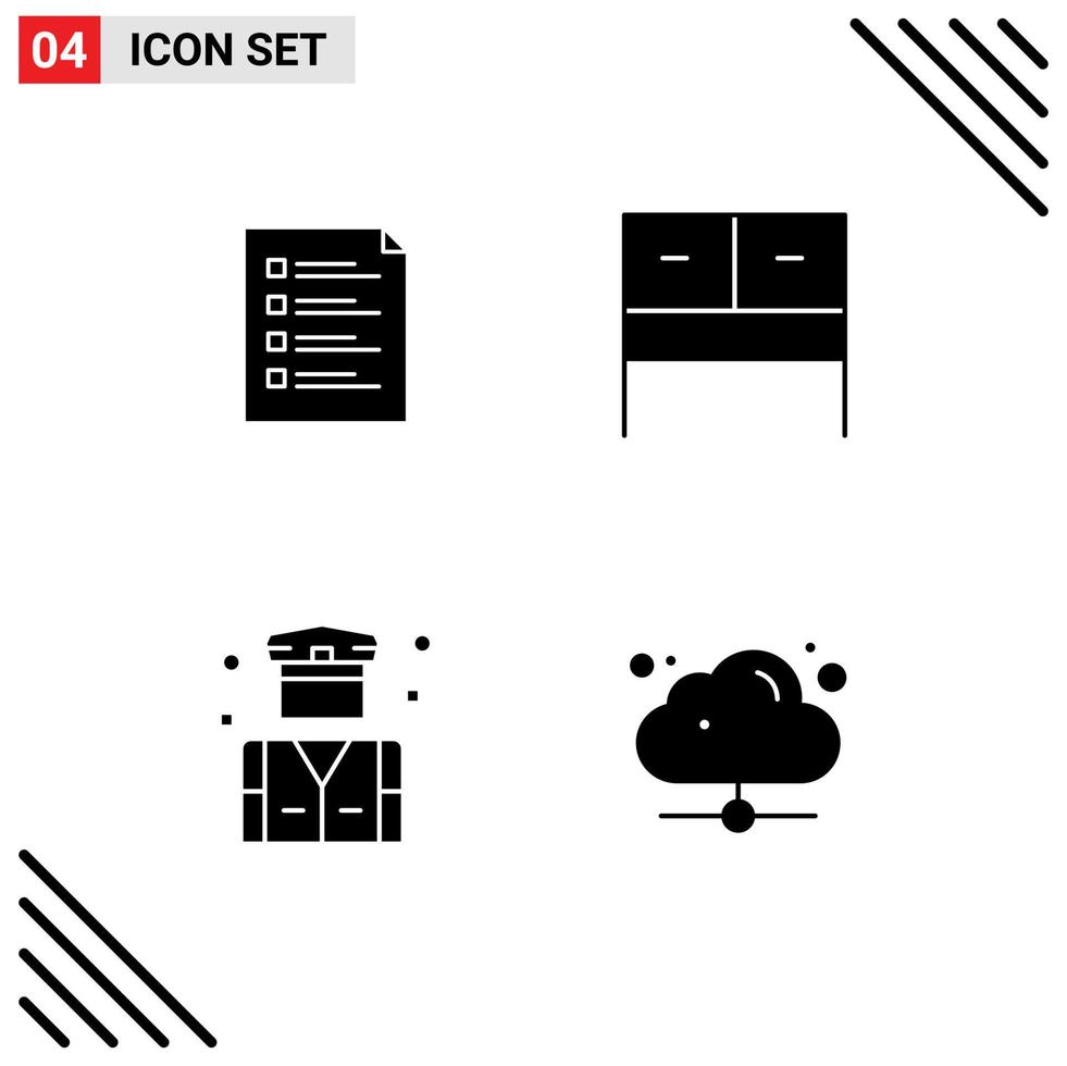 4 Creative Icons Modern Signs and Symbols of checklist table list testing people Editable Vector Design Elements