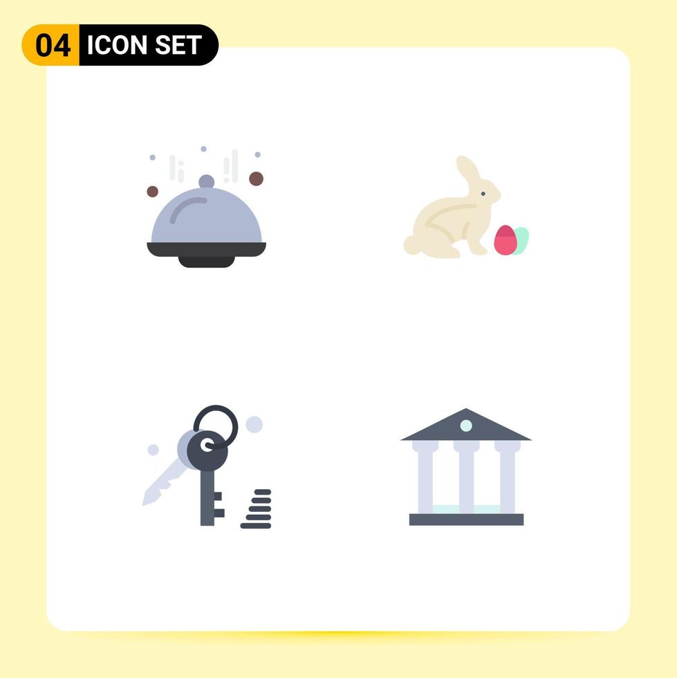 Set of 4 Commercial Flat Icons pack for dome security robbit nature deposit Editable Vector Design Elements