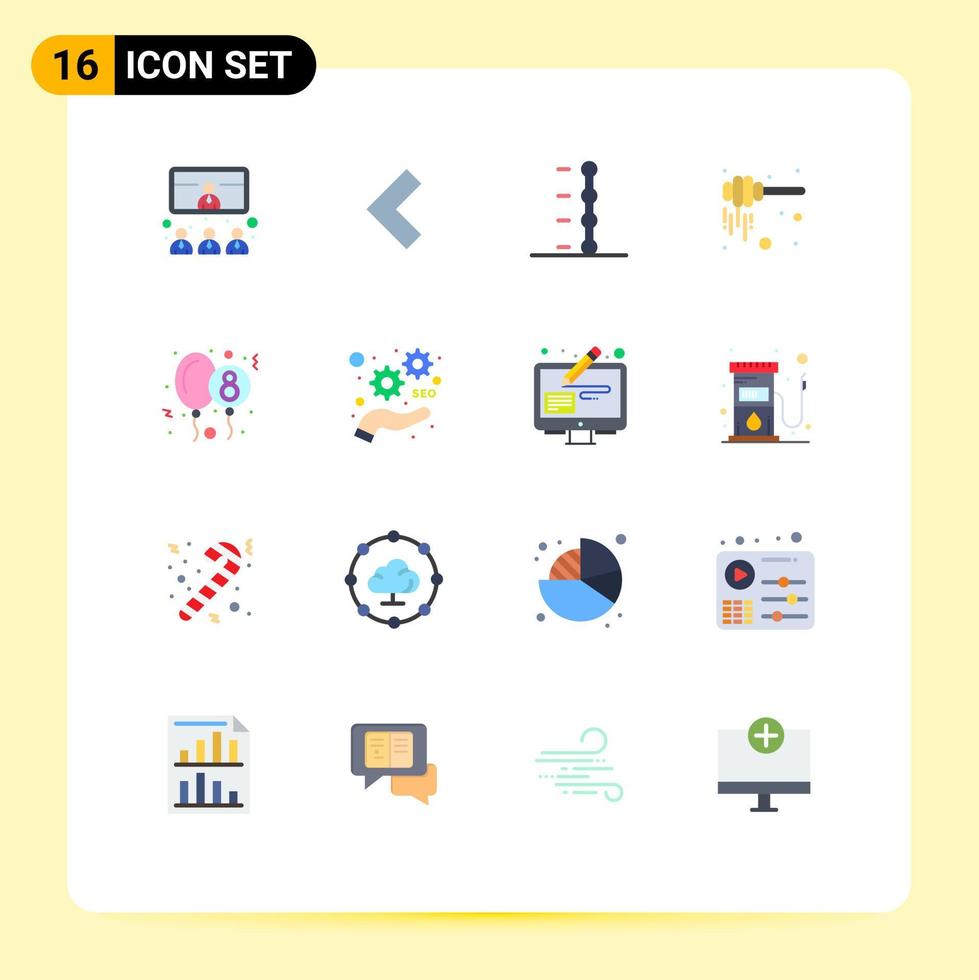 Set of 16 Vector Flat Colors on Grid for party balloon auto nectar honey Editable Pack of Creative Vector Design Elements