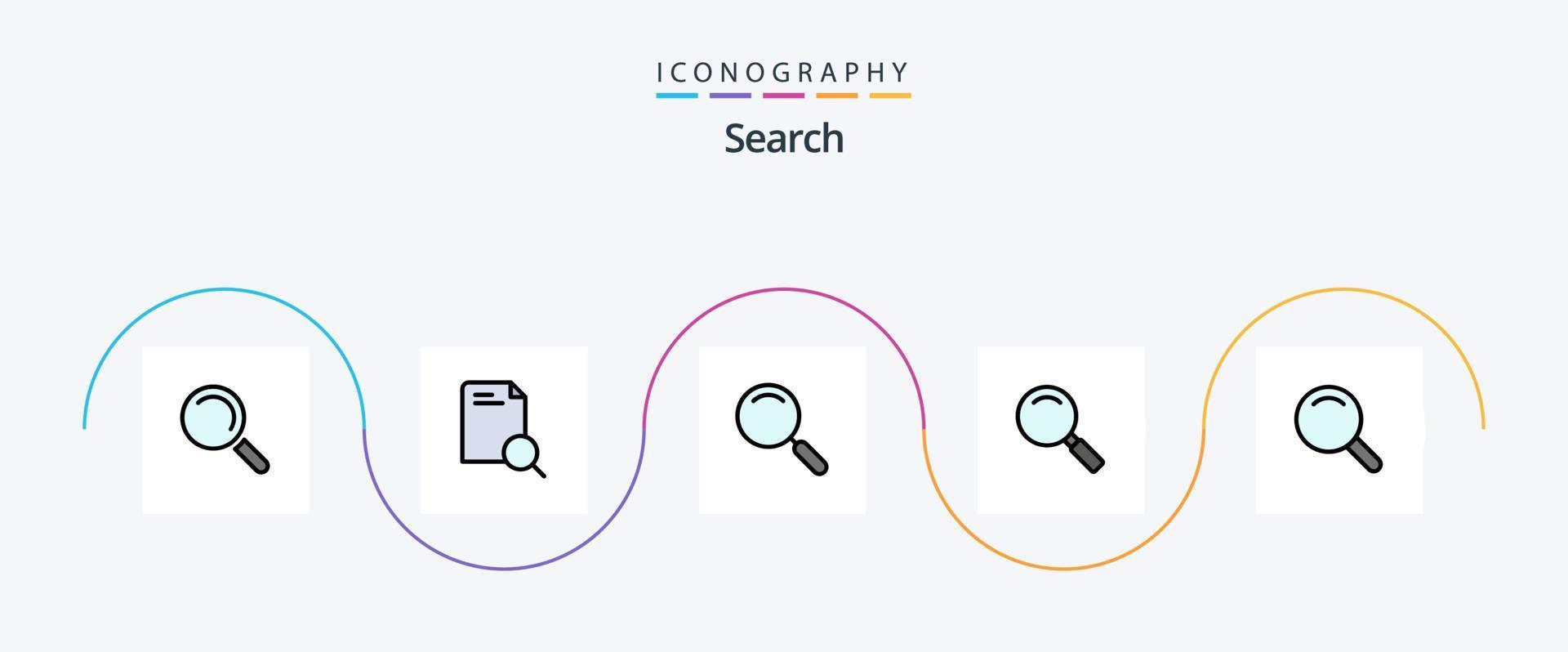 Search Line Filled Flat 5 Icon Pack Including ui. expanded. magnifier. search. look vector